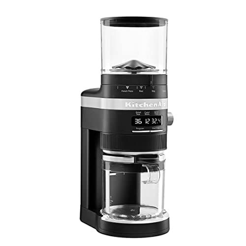 키친에이드 [아마존베스트]KitchenAid KCG8433BM Burr Coffee Grinder, 10 oz, Black Matte