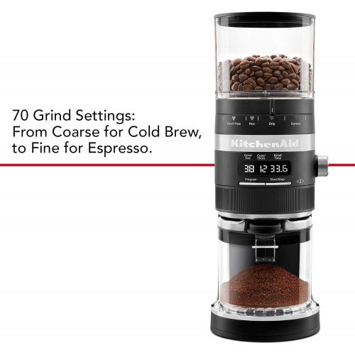 키친에이드 [아마존베스트]KitchenAid KCG8433BM Burr Coffee Grinder, 10 oz, Black Matte