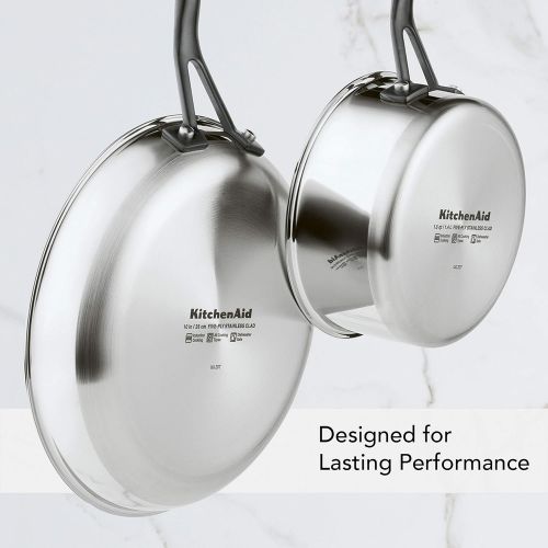 키친에이드 [아마존베스트]KitchenAid 5-Ply Clad Polished Stainless Steel Cookware Pots and Pans Set, 10 Piece