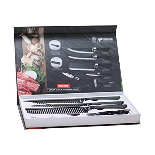  Kitchenart KAK-006P, Black Edition, 6PCS Daily Use Sharp Knives Stainless Steel Kitchen Knife Set Non-stick Coating Finish Cutlery, Black