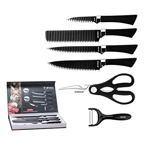  Kitchenart KAK-006P, Black Edition, 6PCS Daily Use Sharp Knives Stainless Steel Kitchen Knife Set Non-stick Coating Finish Cutlery, Black