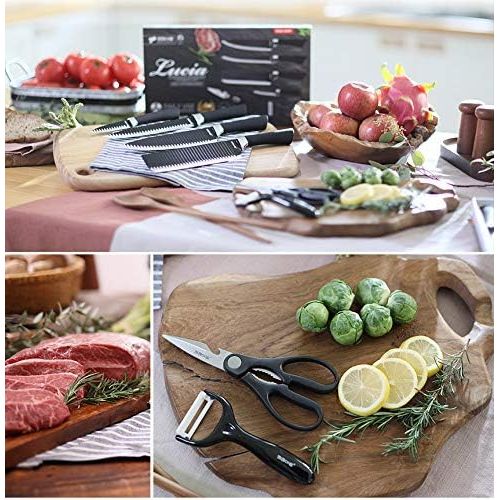  Kitchenart KAK-006P, Black Edition, 6PCS Daily Use Sharp Knives Stainless Steel Kitchen Knife Set Non-stick Coating Finish Cutlery, Black