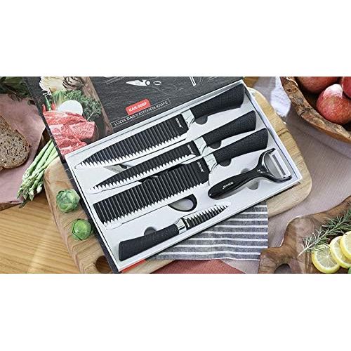  Kitchenart KAK-006P, Black Edition, 6PCS Daily Use Sharp Knives Stainless Steel Kitchen Knife Set Non-stick Coating Finish Cutlery, Black