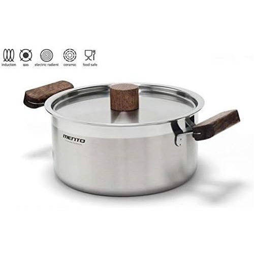  Kitchenart Stainless Stockpot 1.6Liter / 6.4 Quart with Lid and Wood Handle Available Induction Gas Stove Electric Radient