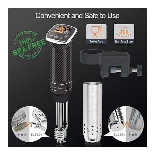  KitchenBoss Sous Vide Machine: Precision Sous-vide Cooker Immersion Circulator, IPX7 Waterproof Stainless Steel 1100W Professional Cooking Machines (G322T-US)