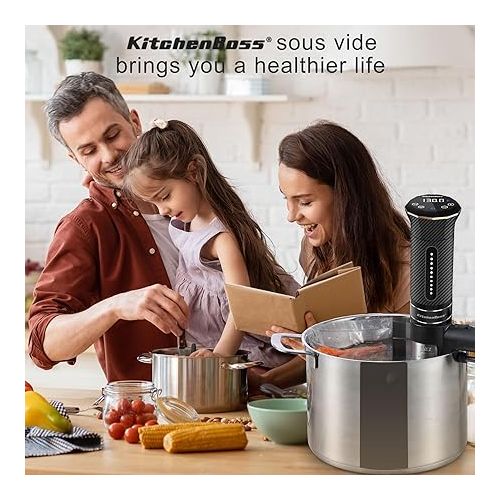  KitchenBoss Sous Vide Machine:Precision Sous-vide Cooker Immersion Circulator, IPX7 Waterproof Stainless Steel 1100W Professional Low Temperature Suvie Cooking Machines 120V