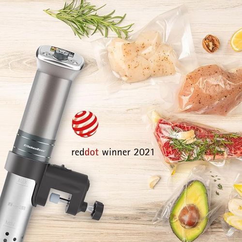  Sous Vide Machine: KitchenBoss Sous Vide Ultra-Quiet Built-in LCD Recipes IPX7 Waterproof circulator cooker Brushless DC motor 1100 Watts Immersion Circulator Sous Vide Cooker G320, Silver