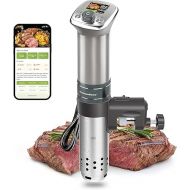 KitchenBoss Wifi Sous Vide Machine: Ultra-quiet Sous-vide Cooker Built-in LCD Recipes IPX7 Waterproof, Magnetic Knob Immersion Circulator Accurate Temperature APP Control 1100W, Silver