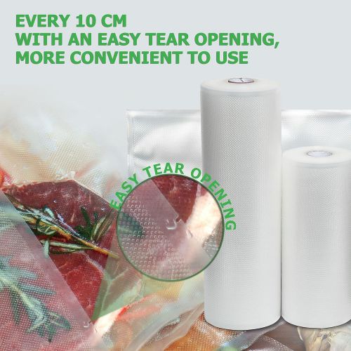  KitchenBoss Vacuum Sealer Rolls with Cutter Box 6 Rolls 8 x16.5 Food Storage Bags Rolls Commercial Grade Bag for Food Vacuum Saver and Sous Vide(6 Rolls 8 x16.5)