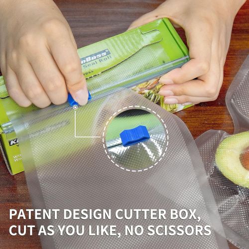  KitchenBoss Vacuum Sealer Rolls with Cutter Box 6 Rolls 11 x16.5 Food Storage Bags Rolls Commercial Grade Bag for Food Vacuum Saver and Sous Vide (6 Rolls 11 x16.5)
