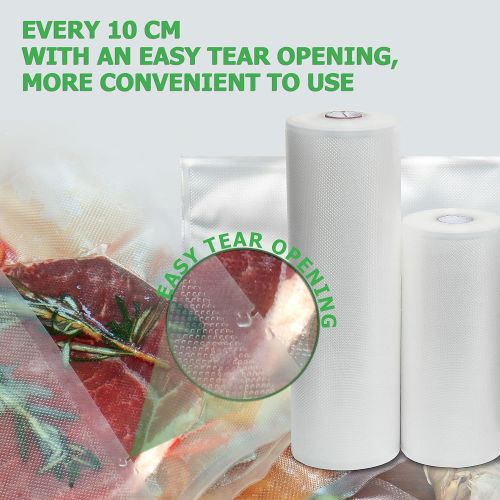  KitchenBoss Vacuum Sealer Rolls 3 Rolls Food vacuum Savers Bags with Cutter-Box, Heavy Duty Embossed Food Storage Sealing Bags for Vacuum Sealer and Sous Vide (3 Rolls 11 x16.5)