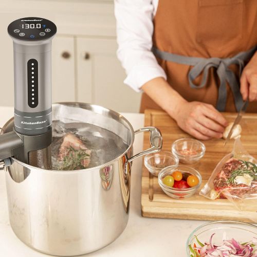  Sous Vide Cooker 1100 Watts | IPX7 Waterproof | By KitchenBoss G310/Silver | Water Cooker, Suvee vide machine | Includes 10 Vacuum Sealer Bags | Accurate Temperature Control Digita