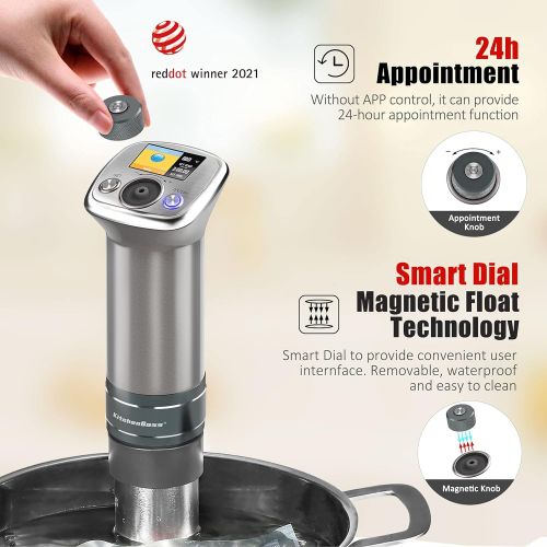  Sous Vide Cooker Ultra-Quiet: Color LCD Recipes IPX7 Waterproof circulator cooker Brushless DC motor 1100 Watts Immersion Circulator Include Sous Vide Cookbook by KitchenBoss (G320