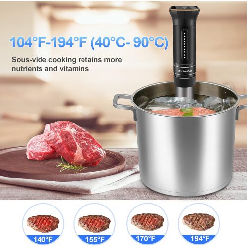  KitchenFun Sous Vide Cooker Immersion Circulators: 1100W Fast-Heating IPX7 Waterproof Thermal Immersion Circulator Accurate Temperature and Timer Sous Vide Machines with Digital Touch Screen