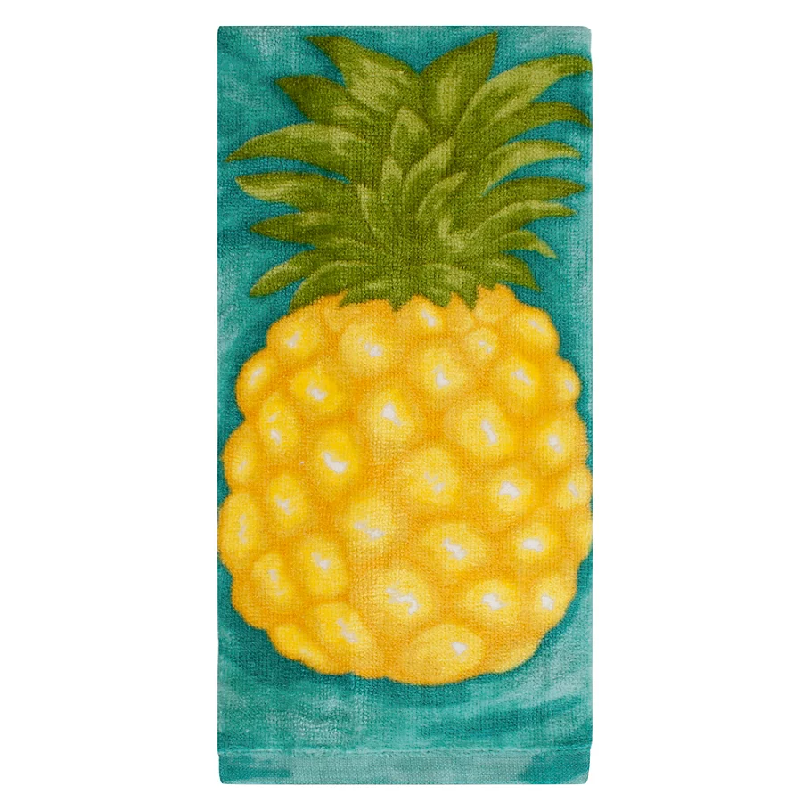 KitchenSmart Colors Painterly Pineapple Fiber Reactive Kitchen Towel in Atlantic