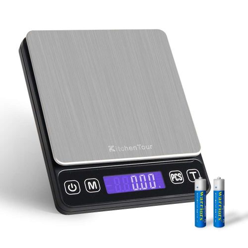  [아마존베스트]KitchenTour Digital Postal Scale - 0.01g/500g Small Portable Electronic Pocket Scale with Back-Lit LCD Display (Batteries Included)