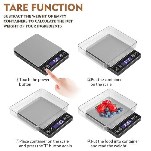  [아마존베스트]KitchenTour Digital Postal Scale - 0.01g/500g Small Portable Electronic Pocket Scale with Back-Lit LCD Display (Batteries Included)