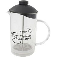 Kitchenfun Milchaufschaumer Glas mit Aufschrift, Volumen gesamt ca. 800 ml fuer ca. 200 ml Milch