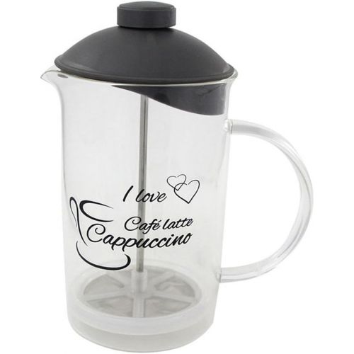  Kitchenfun Milchaufschaumer Glas mit Aufschrift, Volumen gesamt ca. 800 ml fuer ca. 200 ml Milch