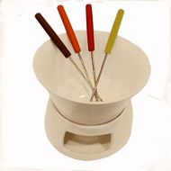 [아마존베스트]Kitchenfun Schokoladenfondue Schokofondue Kasefondue, Porzellan, inklusive 4 Gabeln, ca. 16 x 14 cm, ca. 650 ml, weiss