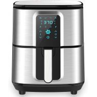 Kitcher 6.8Qt Air Fryer, Hot Air Fryer with 8 Cooking Functions Temperature Timer Control Led Touch Screen 50 Recipes, Stainless Steel Silver
