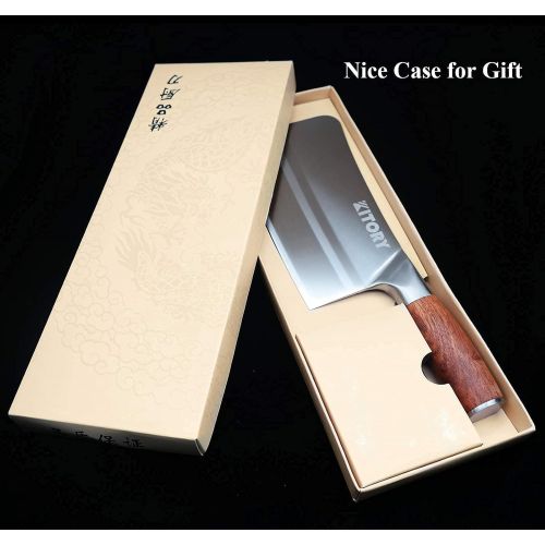  Kitory Meat Cleaver, Bone Chopping Knife, Heavy Duty Chinese Chef Knife, German Steel Multi-Purpose Kitchen Knife with Comfortable Pearwood Handle, Gift Box Included, 6 inch