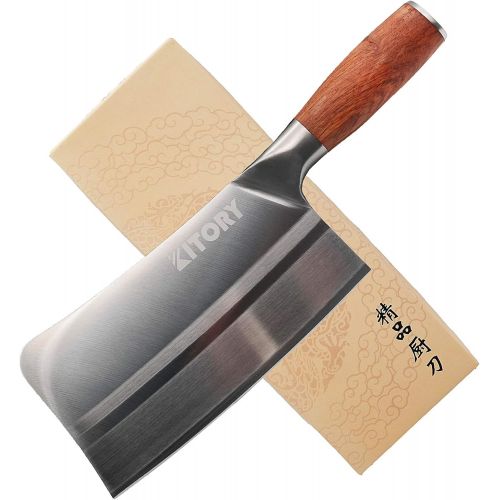  Kitory Meat Cleaver, Bone Chopping Knife, Heavy Duty Chinese Chef Knife, German Steel Multi-Purpose Kitchen Knife with Comfortable Pearwood Handle, Gift Box Included, 6 inch