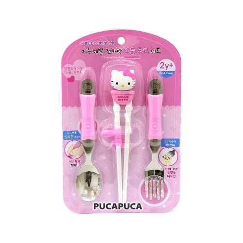  Hello Kitty Kids Training Chopsticks, Spoon, Fork Set for Right Hand