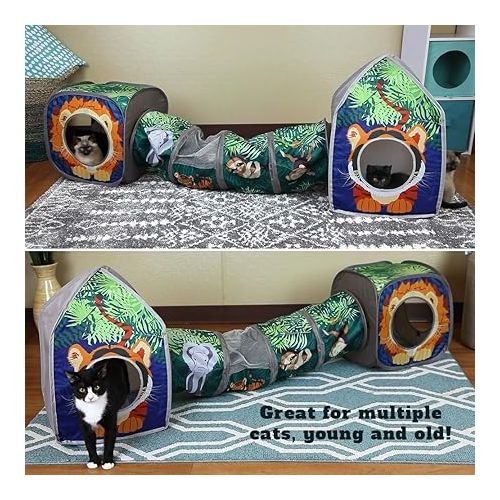  Kitty City Pop Open Jungle Combo,Collapsible Cat Cube, Play Kennel, Cat Bed, Tunnel, Cat toys