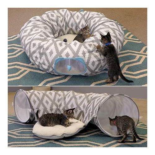  Kitty City Large Cat Tunnel Bed, Cat Bed, Pop Up Bed, Cat Toys, White