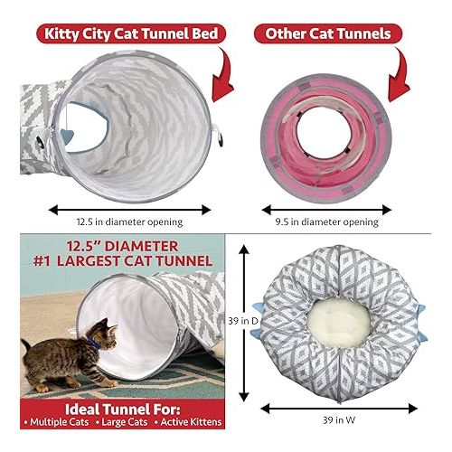  Kitty City Large Cat Tunnel Bed, Cat Bed, Pop Up Bed, Cat Toys, White