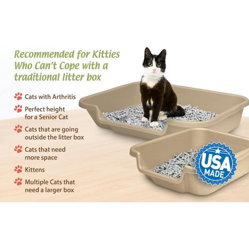  Kitty Go Here Senior Cat Litter Box, 2 Pans in one Box, Save on Shipping, Large 24 x 20 x 5.