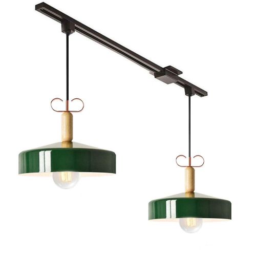  Kiven KIVEN 1-Light H Style Track Light Pendant 11.81 Green Shade with Lovely Metal Bowknot Track Lighting Chandelier Fixture