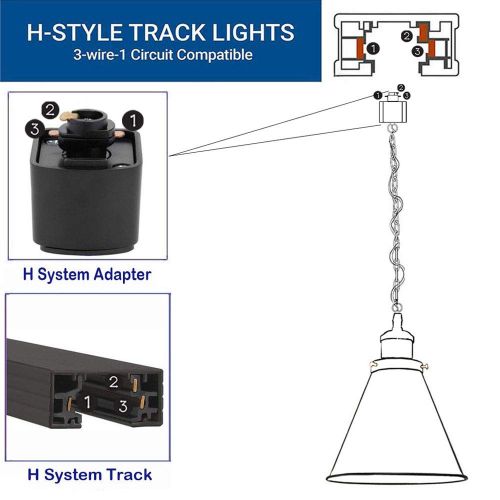  Kiven KIVEN H-System 3 Wire Track Mount Lighting Fixture Swag Light Come with Chain -2 Lights
