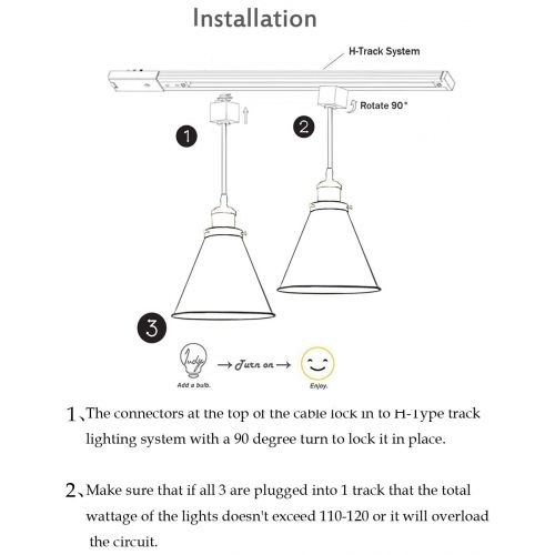  Kiven KIVEN H-System 3 Wire Track Mount Lighting Fixture Swag Light Come with Chain -2 Lights