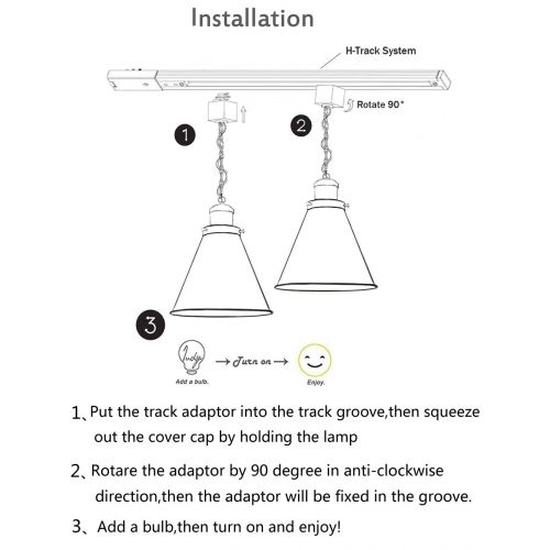  Kiven KIVEN H-System 3 Wire Track Mount Lighting Fixture Swag Light Come with Chain -2 Lights