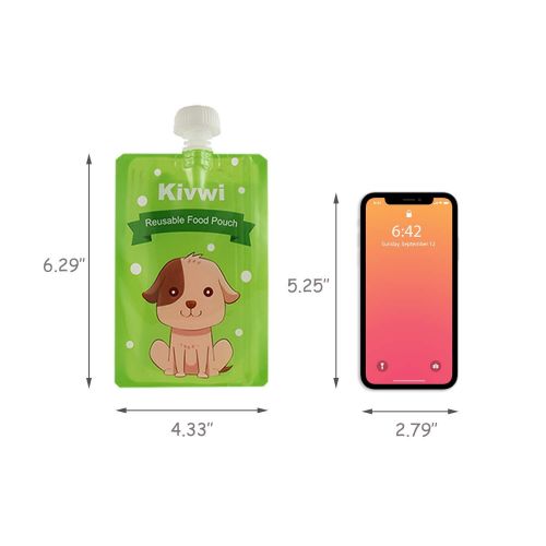  [아마존베스트]Kivwi Baby, Kid, Toddler Reusable Food Storage Pouches, Dishwasher, Freezer Safe, 12 Packs 7oz Squeezable Pouches with A Filling Funnel and 2 Extra Caps Included, 3 Cute Animal Des