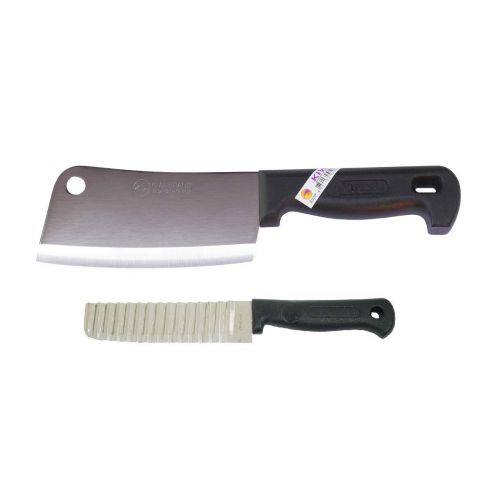  Kiwi Thai Chef Hackmesser Hackbeil #830P Kuechenmesser Kochmesser 28cm 195g + Buntmesser fuer Wellenschnitt