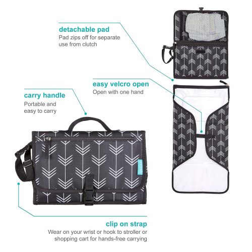  [아마존베스트]Kiyari Portable Diaper Changing Pad with Head Pillow - Foldable Travel Diaper Station - Replaces Heavy Diaper Bag - Baby Shower Gift Registry Must Have