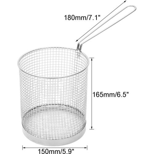  Kjzeex Round Stainless Steel Deep Fry Basket - French Chip Frying Serving Food