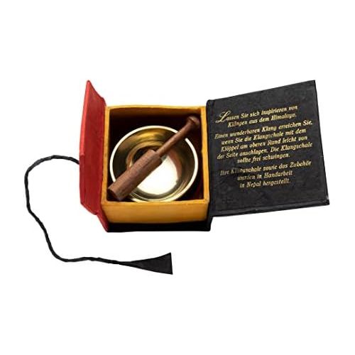  [아마존베스트]Klangschalen-Center 5078 Mini Singing Bowl in Colourful Gift Box with Black Base and Wooden Clapper Black / Red