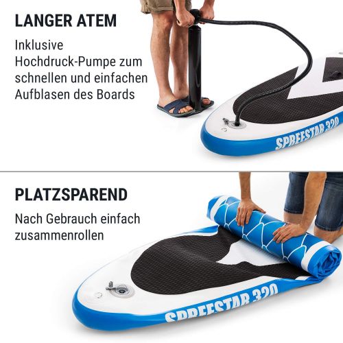  Klarfit Maliko Runner Stand up Paddling SUP-Board, Set inkl. Paddel, Leash, Rucksack und Pumpe  Cruiser-Board  Aluminiumpaddel  Groesse: 305x10x77cm  DropStitch Technology  inkl