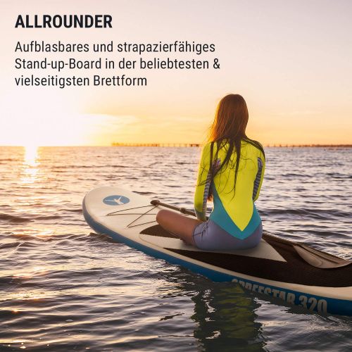  Klarfit Maliko Runner Stand up Paddling SUP-Board, Set inkl. Paddel, Leash, Rucksack und Pumpe  Cruiser-Board  Aluminiumpaddel  Groesse: 305x10x77cm  DropStitch Technology  inkl