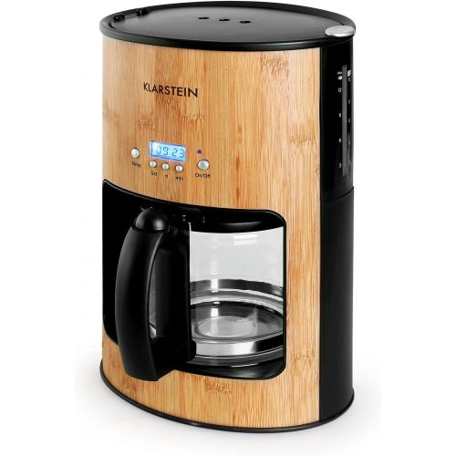  Klarstein Bamboo Garden - Kaffeemaschine, Kaffeeautomat, Coffee-Maker, 1080 Watt, 1,25 L, fuer 10-12 Tassen, Tropfschutz, Warmhalteplatte, Timer, Filterhalter herausnehmbar, Bambus,