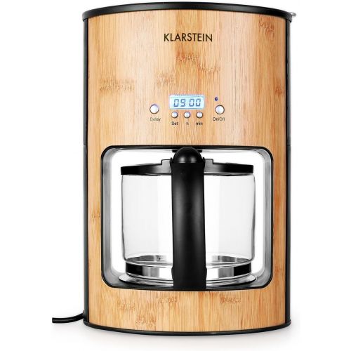  Klarstein Bamboo Garden - Kaffeemaschine, Kaffeeautomat, Coffee-Maker, 1080 Watt, 1,25 L, fuer 10-12 Tassen, Tropfschutz, Warmhalteplatte, Timer, Filterhalter herausnehmbar, Bambus,