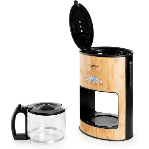  Klarstein Bamboo Garden - Kaffeemaschine, Kaffeeautomat, Coffee-Maker, 1080 Watt, 1,25 L, fuer 10-12 Tassen, Tropfschutz, Warmhalteplatte, Timer, Filterhalter herausnehmbar, Bambus,