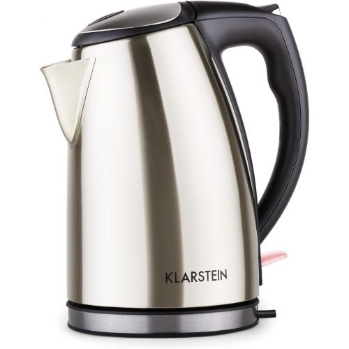  Klarstein Ariela - Wasserkocher, Wasserkessel, Teekocher, 1,7 L Kapazitat, 2200 W Leistung, Einhandoeffnung, Cool-Touch-Griff, 360°-Sockel, automatische Abschaltung, Edelstahl, cham