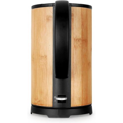  Klarstein - Bamboo Garden, Wasserkocher, Wasserkessel, Teekocher, Bambus-Design, 1,7 Liter, 2200 Watt, kabellos, Cool-Touch-Griff, Basisstation mit Kabelaufwicklung, bambus