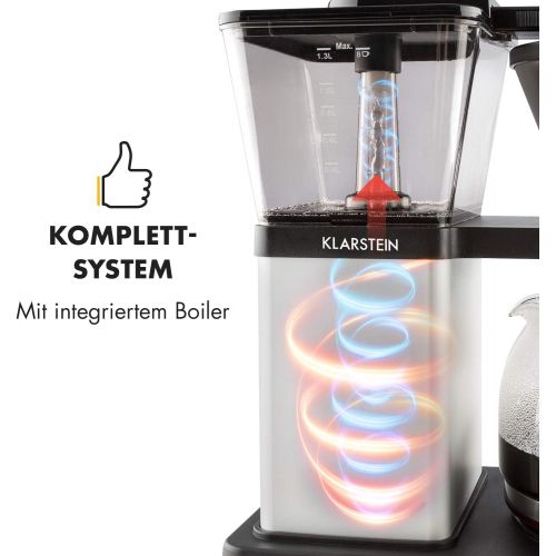  Klarstein GrandeGusto Kaffeemaschine mit Kaffeekanne - Filter-Kaffeemaschine, Kaffeeautomat, 1690 Watt, 1,3 Liter Tank, bis 10 Tassen, 96°C Bruehtemperatur, Warmhaltefunktion, schwa