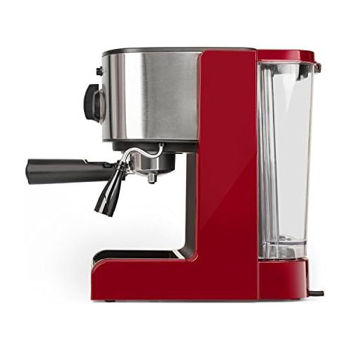  Klarstein Passionata Rossa 15  Espressomaschine  Espresso-Automat  Kaffee-Maschine  1470 Watt  1,25 Liter  automatischer Druckablass  inkl. Milchschaum Duese fuer Zubereitung